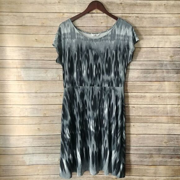 Athleta Ikat Dress Black Grey Medium - Picture 2 of 5